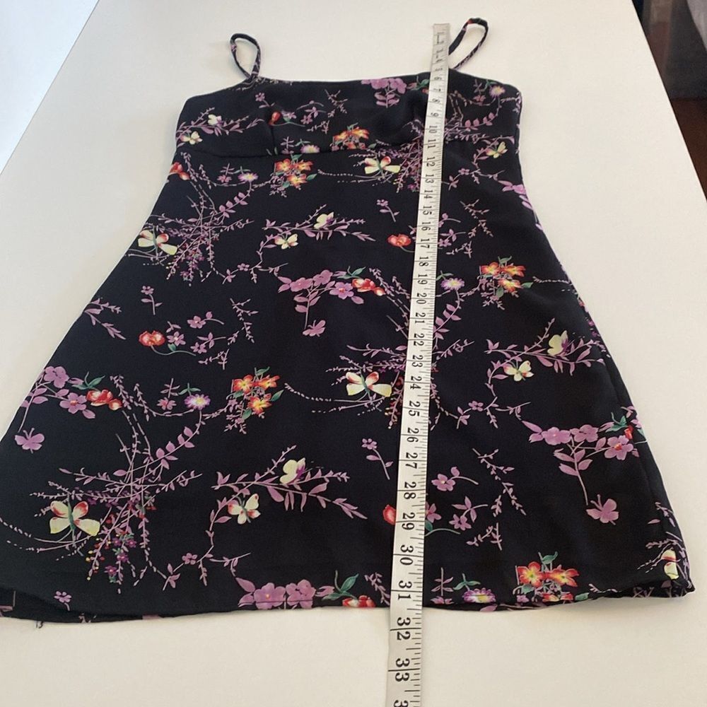 Vintage 90's/ Early 00's Black Floral Empire Waist Mini Dress Size Small - Picture 12 of 14